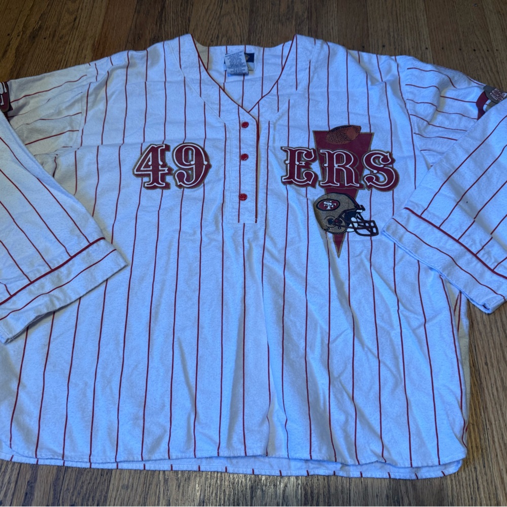 VTG NFL 49ers White and Red Shirt Jacket